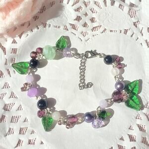 Elderberry purple cluttered  cottagecore whimsical bracelet